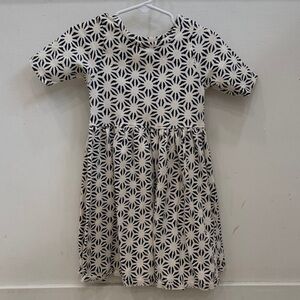 Pink Chicken Black and White Patterned Kids Dress